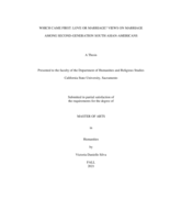 Which came first: love or marriage? views on marriage among second-generation South Asian-Americans